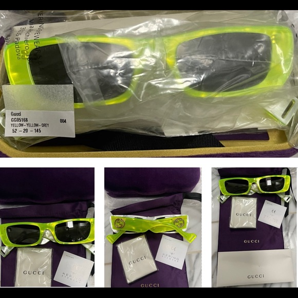 GUCCI 2025 TOP COLOR GREEN RECTANGULAR SUNNIES SEEN ON CELEBS & INFLUENCERS - Picture 16 of 16